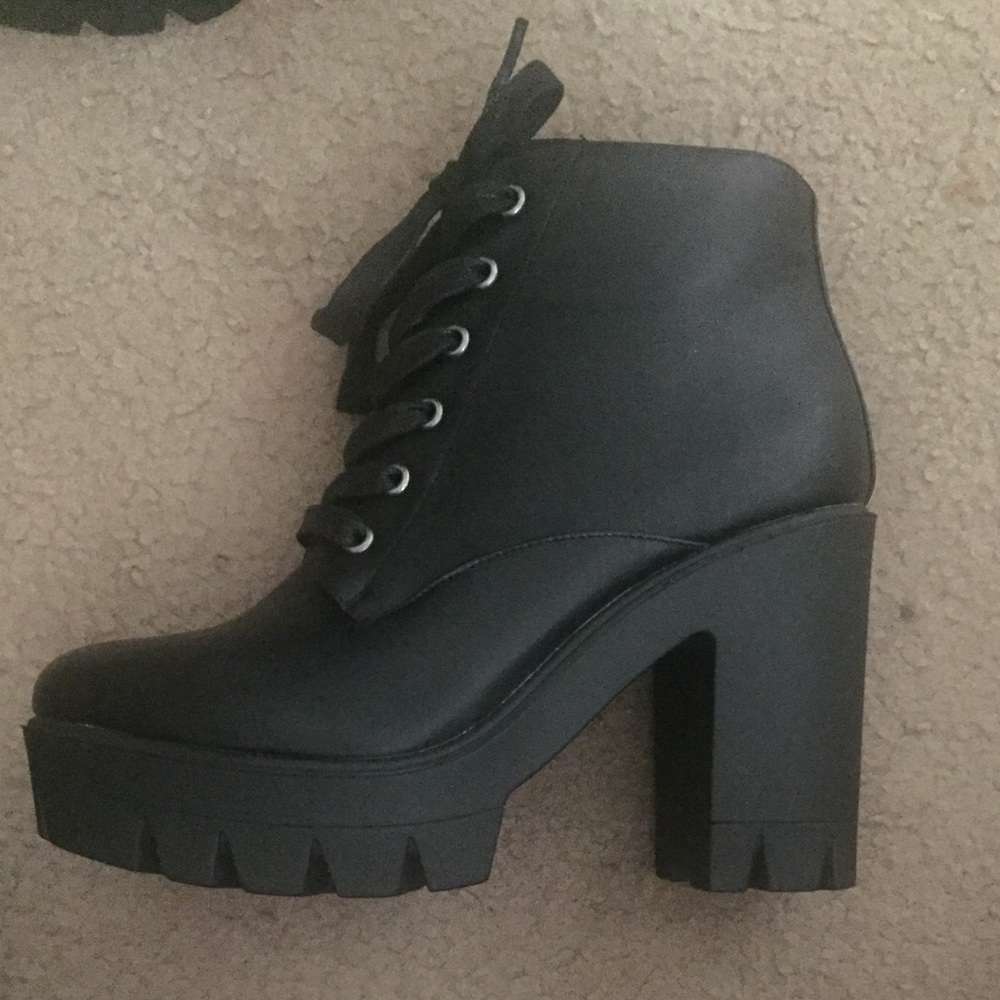 Combat lace up booties